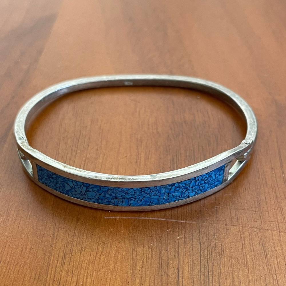 Vintage Alpaca Silver Turquoise Boho  Bracelet